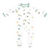 KYTE ZIPPERED FOOTIE IN VERY HUNGRY CATERPILLAR
