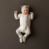 KYTE ZIPPERED FOOTIE IN RIBBED BISQUE