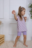 Trucs d'enfants - Oversize T-Shirt | Lavender Macaron Checkered Terry
