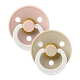 BIBS BABY GLOW NATURAL RUBBER COLOUR ANATOMICAL PACIFIER - VANILLA/BLUSH