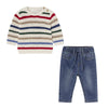 MAYORAL BABY STRIPED SWEATER + LINED DENIM SET