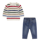 MAYORAL BABY STRIPED SWEATER + LINED DENIM SET