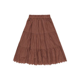 RYLEE + CRU RUFFLE TIERED SKIRT - BRICK