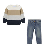 MAYORAL BABY STRIPED SWEATER + DENIM SOFT PANT