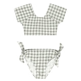 RYLEE + CRU CROPPED RASH GUARD SET - EUCALYPTUS CHECK