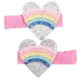 HATLEY RAINBOW HEARTS GLITTER HAIR CLIPS