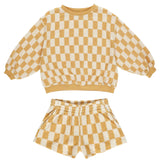 RYLEE + CRU SUMMER TERRY SET - MARIGOLD CHECK