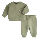 PETIT LEM FALL GREEN QUILTED OUTFIT SET