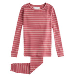 PETIT LEM RASPBERRY STRIPED RIB PJ SET