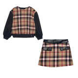 ABEL & LULA PLAID PULLOVER AND SKIRT SET