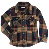 APPAMAN SNOW FLEECE SHIRT NAVY/KHAKI PLAID