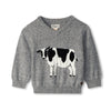 HATLEY BABY MILK COW V NECK SWEATER