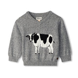 HATLEY BABY MILK COW V NECK SWEATER