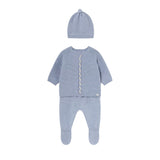 MAYORAL BABY KNITTED NEWBORN 3PC OUTFIT - CERULEAN HEATHER