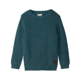 HATLEY MOROCCAN BLUE BUTTON NECK SWEATER