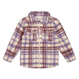 DEUX PAR DEUX ZIP FRONT SHERPA PLAID OVERSHIRT SHACKET