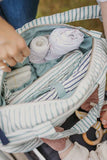 Pehr - weekender stripes away diaper bag - new without tags - colour deep sea