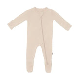 KYTE ZIPPERED FOOTIE IN RIBBED BISQUE