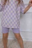 Trucs d'enfants - Oversize T-Shirt | Lavender Macaron Checkered Terry