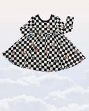 Sunday Littles Daydream Dress in Checkered Skull