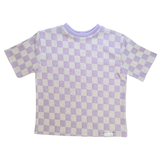 Trucs d'enfants - Oversize T-Shirt | Lavender Macaron Checkered Terry