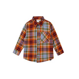 DEUX PAR DEUX PLAID FLANNEL SHIRT - ORANGE & BLUE