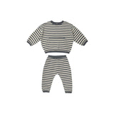 QUINCY MAE WAFFLE SWEATER & PANT SET - NAVY STRIPE