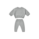 QUINCY MAE QUILTED SWEATER & PANT SET - DUSTY BLUE