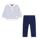 MAYORAL BABY STRIPE POLO SWEATER CHINO SET