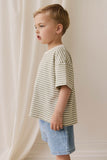 Jamie Kay - Pima Cotton Wesley Tee - Narrow Stripe Lichen / Cloud