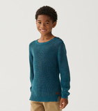 HATLEY MOROCCAN BLUE BUTTON NECK SWEATER