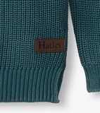 HATLEY MOROCCAN BLUE BUTTON NECK SWEATER