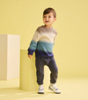 HATLEY BABY BLUE COMBO CREW NECK KNIT SWEATER