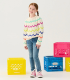 HATLEY RAINBOW CHEVRON RAGLAN PULLOVER SWEATER