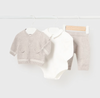 MAYORAL BABY KNITTED NEWBORN 3PC OUTFIT - WALNUT