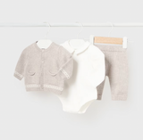 MAYORAL BABY KNITTED NEWBORN 3PC OUTFIT - WALNUT