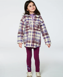 DEUX PAR DEUX ZIP FRONT SHERPA PLAID OVERSHIRT SHACKET