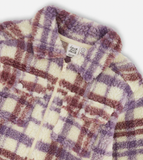 DEUX PAR DEUX ZIP FRONT SHERPA PLAID OVERSHIRT SHACKET