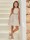 MAYORAL TWEEN JACQUARD BELTED DRESS