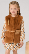 MAYORAL FAUX FUR VEST WITH BELT