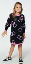 DEUX PAR DEUX JACQUARD HEARTS DRESS - BLACK