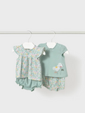 MAYORAL NEWBORN 4 PIECE FLORAL SET - JADE