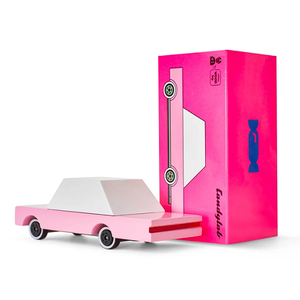 CANDYLAB PINK WOODEN TOY CAR WITH BOX