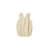 QUINCY MAE RIBBED RUFFLE ROMPER - STRIPED YELLOW