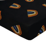 KYTE CRIB SHEET IN RAINBOW RUST ON MIDNIGHT