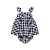 MAYORAL BABY 2 PIECE CHECKERED DRESS - NAVY