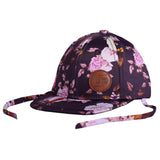 L&P BABY FLORAL HAT WITH TIES AND LEATHER LOGO